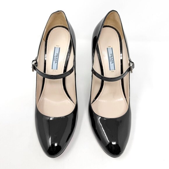 Prada Black Patent Leather Mary Jane Pumps Size EU 40 - Picture 2 of 10